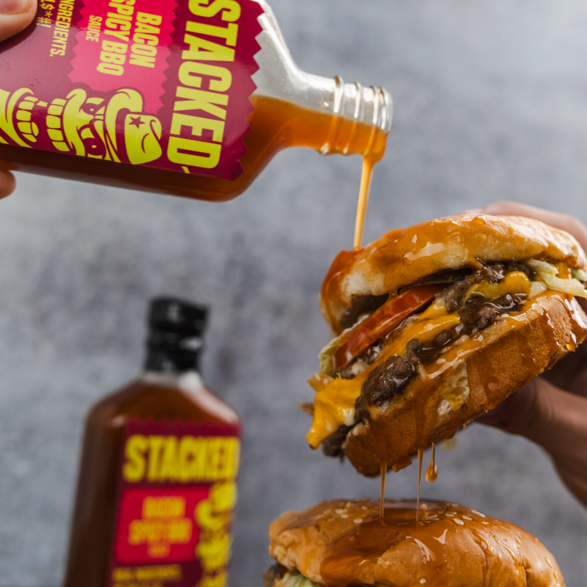 Stacked Spicy Bacon BBQ sauce, flavor details