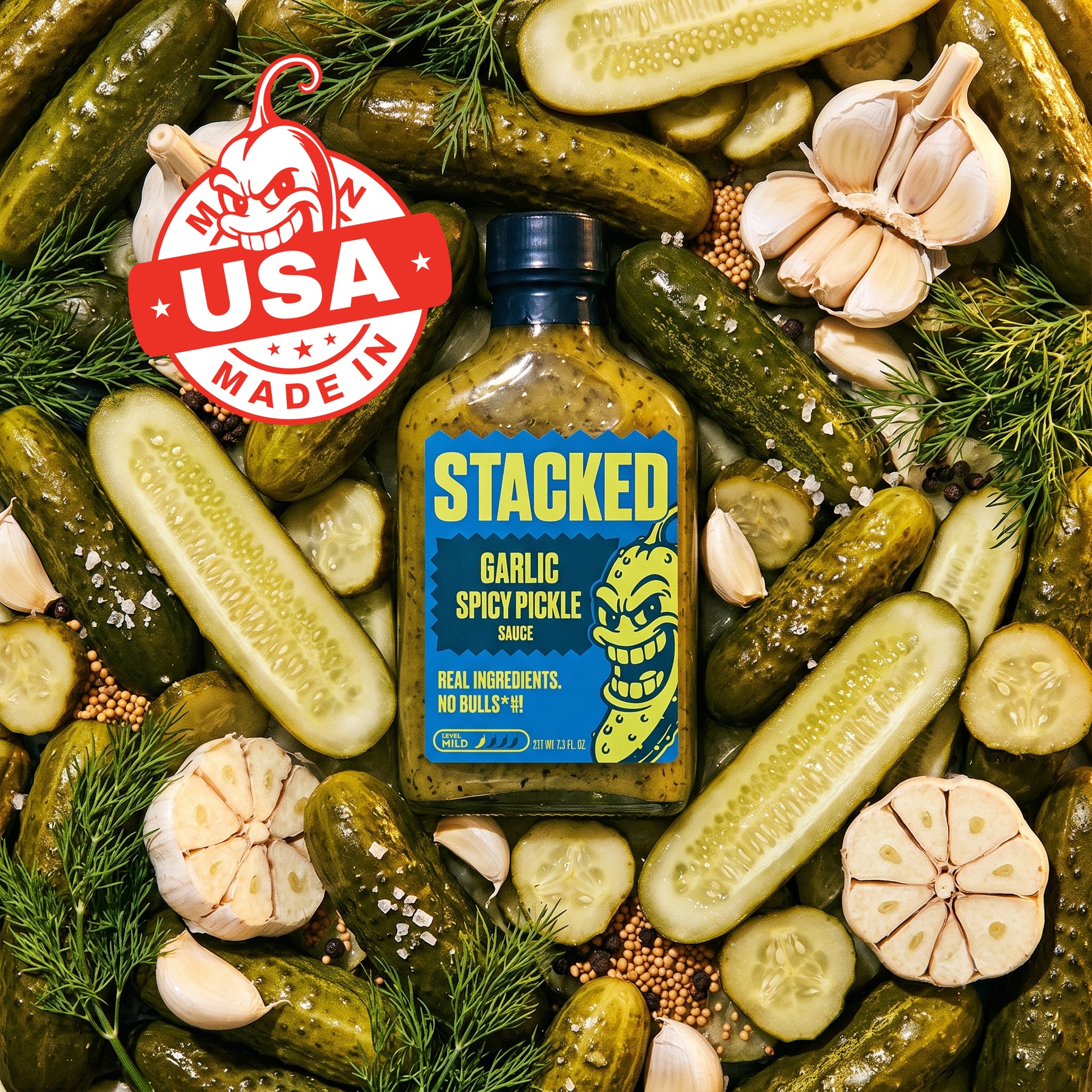 Stacked Garlic Spicy Pickle hot sauce, product detail